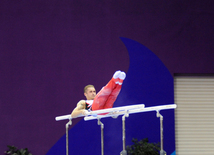 Azərbaycan gimnastı Oleq Stepko Avropa Oyunlarında paralel qollarda hərəkətlərdə qızıl medal qazandı. Bakı, Azərbaycan, 20 iyun 2015